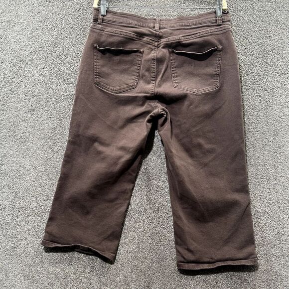 LL Bean Crop Jeans 14P Brown Mid‎ Rise Straight Stretch Denim Casual 5 Pocket - Picture 2 of 13